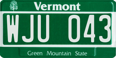 VT license plate WJU043
