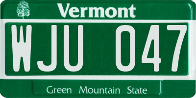 VT license plate WJU047