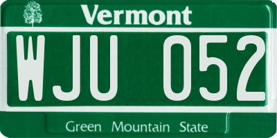 VT license plate WJU052