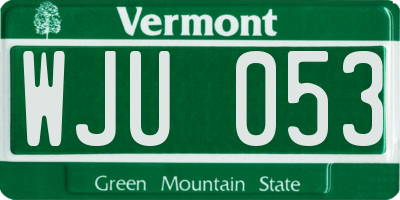 VT license plate WJU053