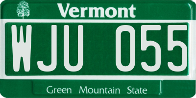 VT license plate WJU055