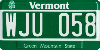 VT license plate WJU058