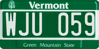 VT license plate WJU059