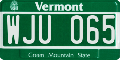 VT license plate WJU065