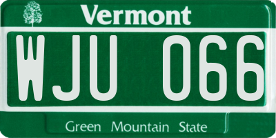 VT license plate WJU066