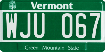 VT license plate WJU067
