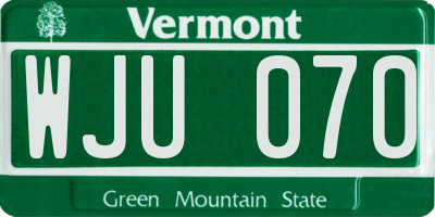 VT license plate WJU070
