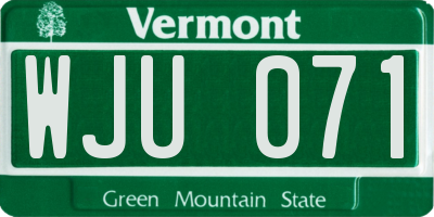 VT license plate WJU071