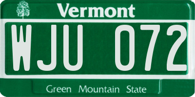 VT license plate WJU072