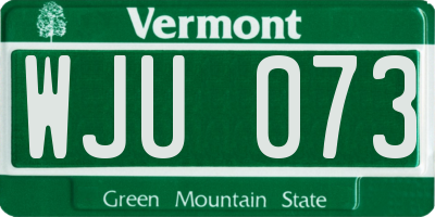 VT license plate WJU073