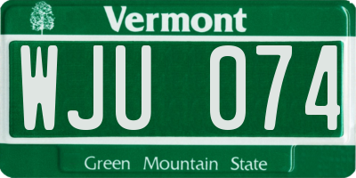 VT license plate WJU074