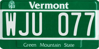 VT license plate WJU077