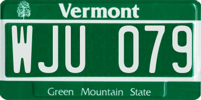 VT license plate WJU079