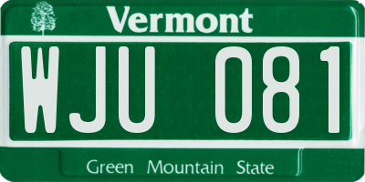 VT license plate WJU081