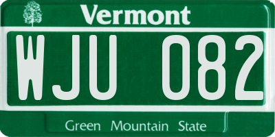 VT license plate WJU082