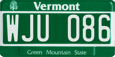 VT license plate WJU086