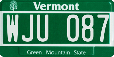 VT license plate WJU087