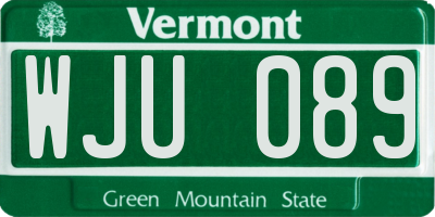 VT license plate WJU089
