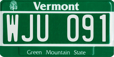 VT license plate WJU091