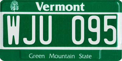 VT license plate WJU095