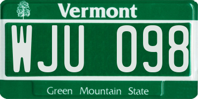 VT license plate WJU098