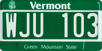 VT license plate WJU103