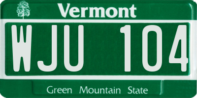 VT license plate WJU104