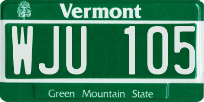 VT license plate WJU105