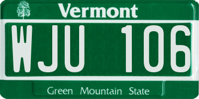 VT license plate WJU106