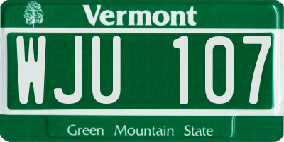 VT license plate WJU107