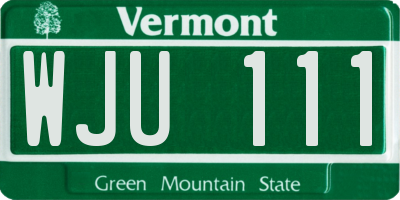 VT license plate WJU111