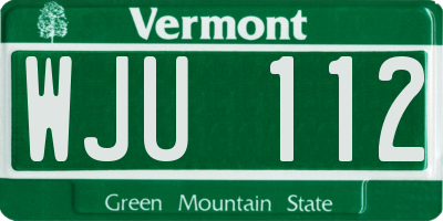 VT license plate WJU112