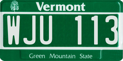VT license plate WJU113