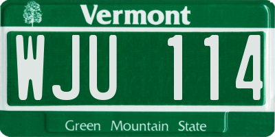VT license plate WJU114
