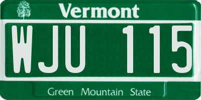 VT license plate WJU115