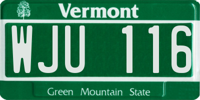 VT license plate WJU116