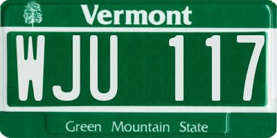 VT license plate WJU117