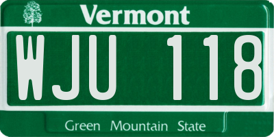 VT license plate WJU118