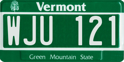VT license plate WJU121