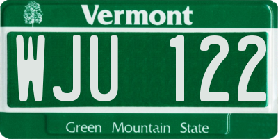 VT license plate WJU122
