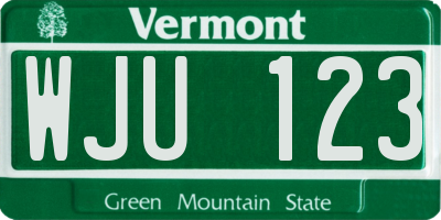 VT license plate WJU123