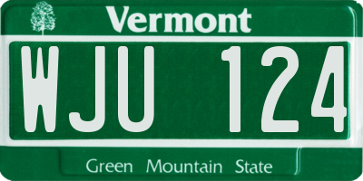 VT license plate WJU124