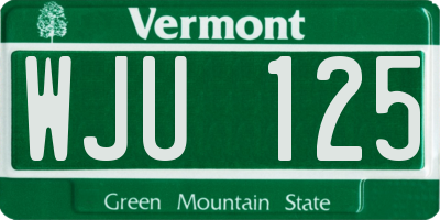 VT license plate WJU125