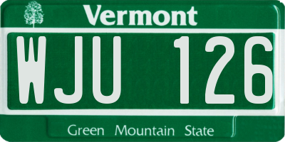 VT license plate WJU126
