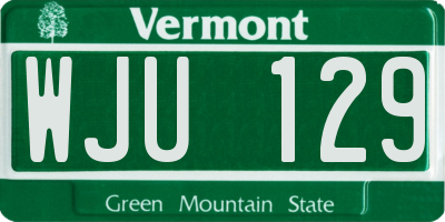 VT license plate WJU129