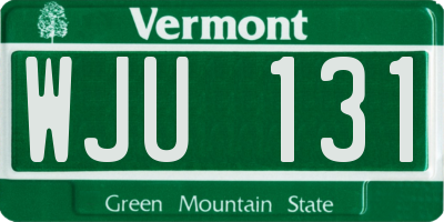 VT license plate WJU131