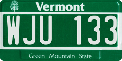 VT license plate WJU133