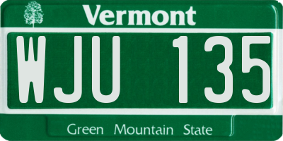 VT license plate WJU135