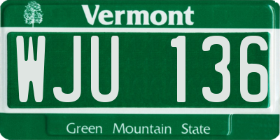 VT license plate WJU136