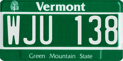 VT license plate WJU138